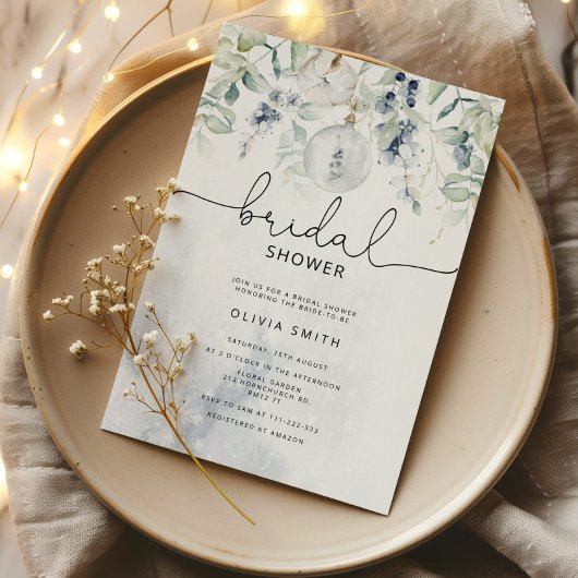 Winter eucalyptus bridal shower kaart