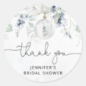 Winter eucalyptus bruiloftsborrel ronde sticker (Voorkant)