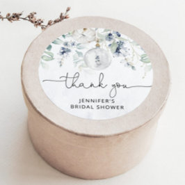 Winter eucalyptus bruiloftsborrel ronde sticker