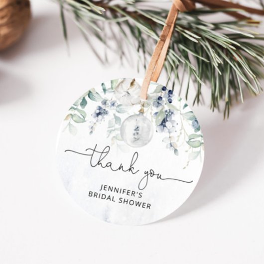 Winter eucalyptus bruiloftsshower favor tag bedankjes labels
