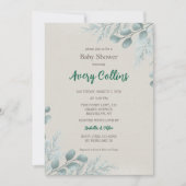 Winter Eucalyptus Cedar Baby Shower Invitation Kaart (Voorkant)