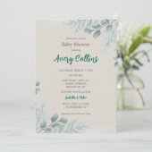 Winter Eucalyptus Cedar Babyshower Uitnodiging (Staand voorkant)