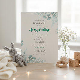 Winter Eucalyptus Cedar Babyshower Uitnodiging