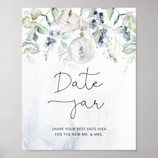 Winter Eucalyptus Date jar bridal game Poster (Voorkant)