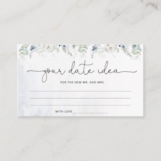 Winter eucalyptus Datum ideeën. Datum jar Informatiekaartje (Voorkant)