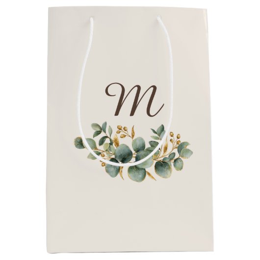 Winter Eucalyptus  Monogram Medium Cadeauzakje (Voorkant)