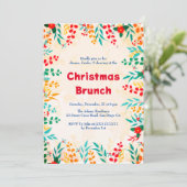 Winter Eucalyptus Pine Poinsettia Kerstbrunch Kaart (Staand voorkant)