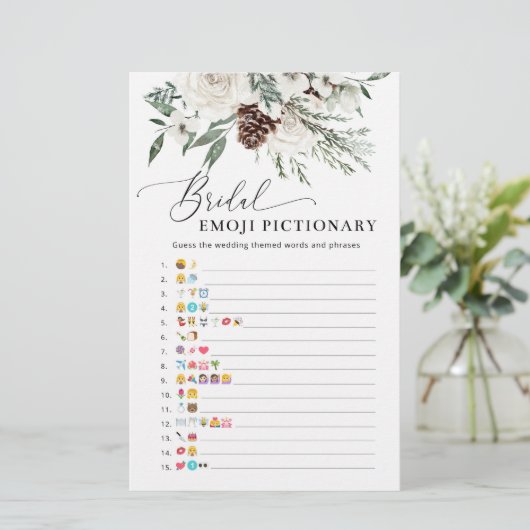 Winter evegreen vrijgezellenfeest emoji pictionary (Staand voorkant)