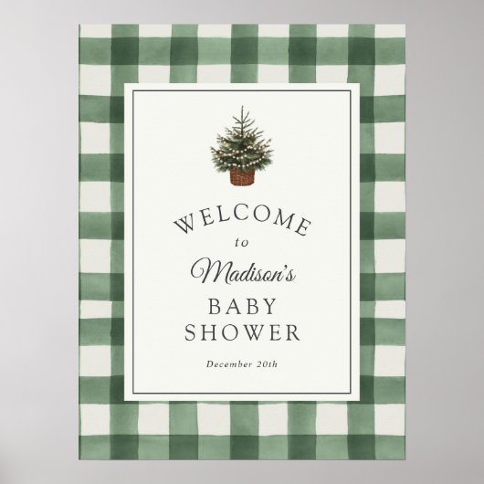 Winter Evergreen and Plaid Baby Shower Welcome Poster (Voorkant)
