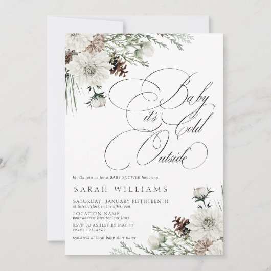 Winter Evergreen Baby is koud buiten Baby shower Kaart (Voorkant)