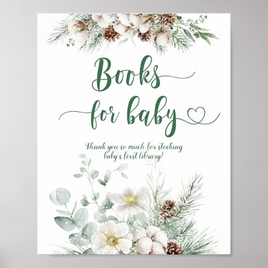 Winter evergreen baby shower Boeken voor baby Poster (Voorkant)
