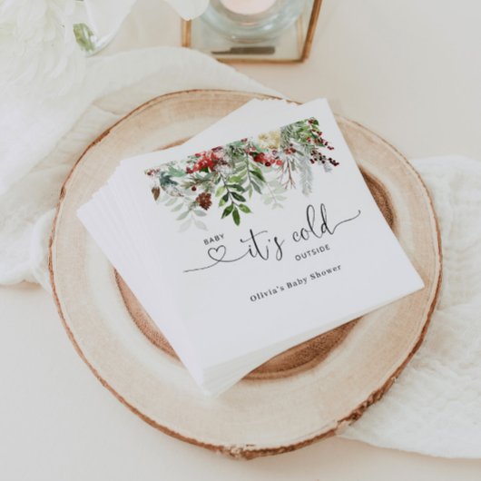 Winter evergreen baby shower servetten