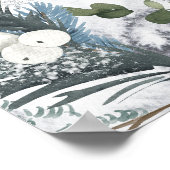 Winter Evergreen Blauwe Bruiloft Welcome Bord Poster (Hoek)