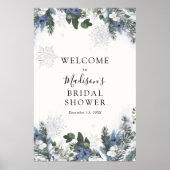 Winter Evergreen Blauwe Bruiloft Welcome Bord Poster (Voorkant)