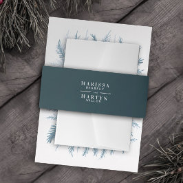 Winter evergreen blauwgroen blauw wit koppels name uitnodigingen wikkel