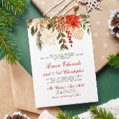 Winter Evergreen Bloemen Bruiloft Kaart