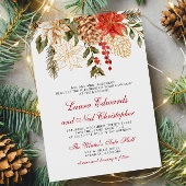 Winter Evergreen Bloemen Bruiloft Kaart