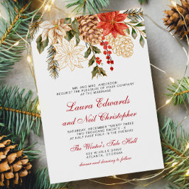 Winter Evergreen Bloemen Bruiloft Kaart