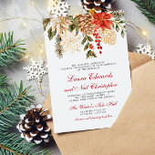 Winter Evergreen Bloemen Bruiloft Kaart