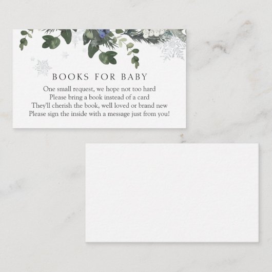 Winter Evergreen Blue Books voor Baby-insteekkaart Informatiekaartje (Voorkant / Achterkant)