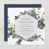 Winter Evergreen Blue Bridal Shower Kaart (Voorkant / Achterkant)