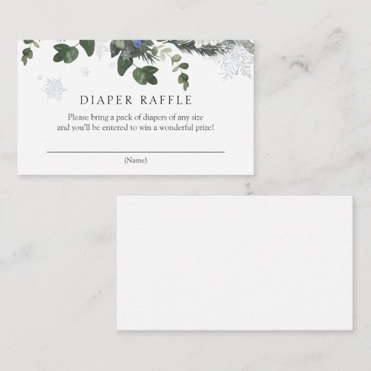 Winter Evergreen Blue Diaper Raffle Enclosure Card Informatiekaartje (Voorkant / Achterkant)