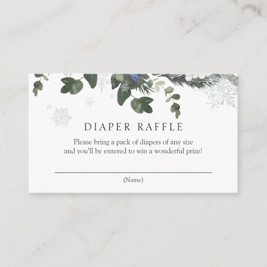 Winter Evergreen Blue Diaper Raffle Enclosure Card Informatiekaartje (Voorkant)