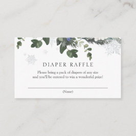 Winter Evergreen Blue Diaper Raffle Enclosure Card Informatiekaartje