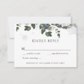Winter Evergreen Blue Weddenschap RSVP Kaart (Voorkant)