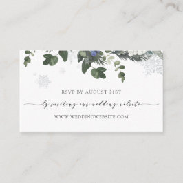 Winter Evergreen Blue Weddenschap RSVP Online Informatiekaartje