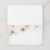 Winter evergreen blush roze voedsellabel plaatskaartje (Buitenkant ongevouwen)
