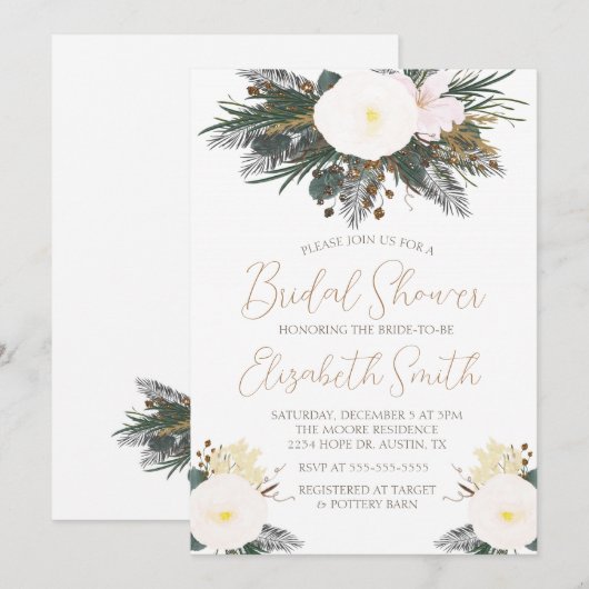 Winter Evergreen Bridal Shower Kaart (Voorkant / Achterkant)