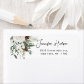 Winter evergreen bruiloft Return Label (Insitu)