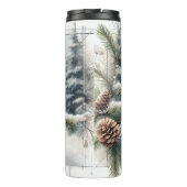 Winter Evergreen Chickadee Bird Waterverf Tumbler Thermosbeker (Achterkant)