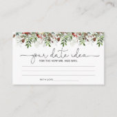 Winter evergreen Date night ideeën. Datum jar Informatiekaartje (Voorkant)