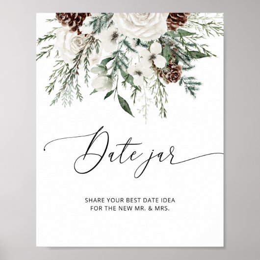 Winter Evergreen Datum pot bruidsspel Poster (Voorkant)