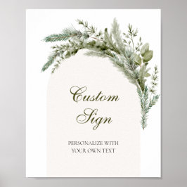 Winter Evergreen Elegant Aangepast Tekstbord Poster