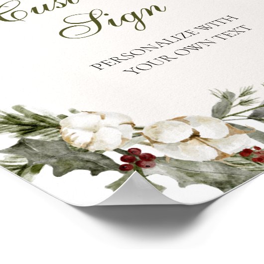 Winter Evergreen Elegant Aangepast Tekstbord Poster (Hoek)