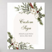 Winter Evergreen Elegant Aangepast Tekstbord Poster (Voorkant)