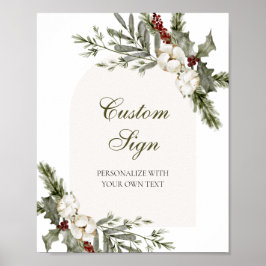 Winter Evergreen Elegant Aangepast Tekstbord Poster