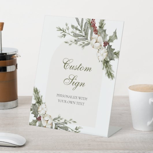 Winter Evergreen Elegant Aangepast Tekstbord Reclamebord Met Voetstuk (Insitu)