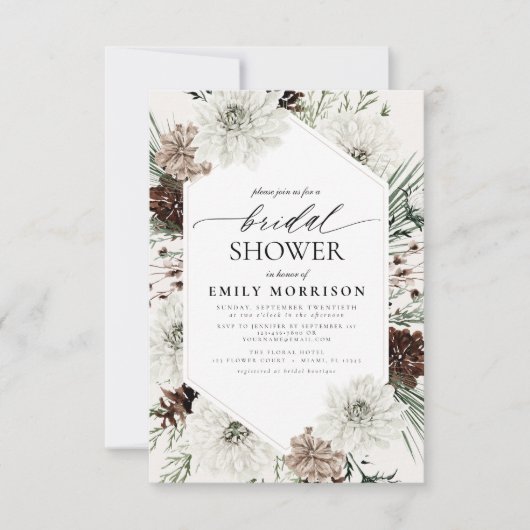 Winter Evergreen Elegant Vrijgezellenfeest Kaart (Voorkant)