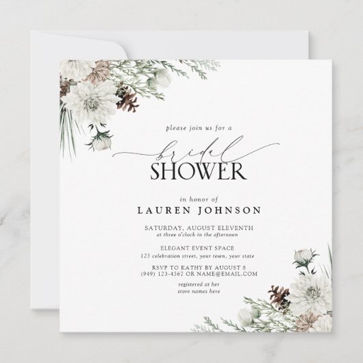 Winter Evergreen Elegant Vrijgezellenfeest Kaart (Voorkant)