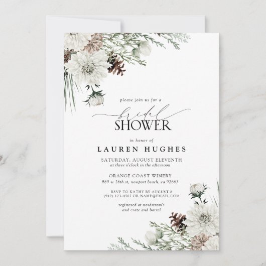 Winter Evergreen Elegante bruids douche uitnodigin Kaart (Voorkant)