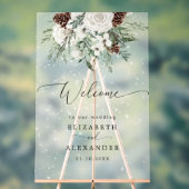 Winter evergreen elegante bruiloft welkom berijpt acryl bord (Neutraal)