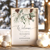 Winter evergreen elegante bruiloft welkom poster