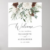 Winter evergreen elegante bruiloft welkom poster (Voorkant)