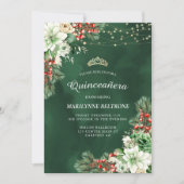 Winter Evergreen en bessen Emerald Quinceañera Kaart (Voorkant)