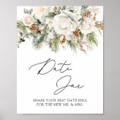 Winter Evergreen en Bloemen Datum Jar Bruidsspel Poster (Voorkant)
