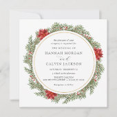Winter Evergreen en Holly bruiloft Kaart (Voorkant)
